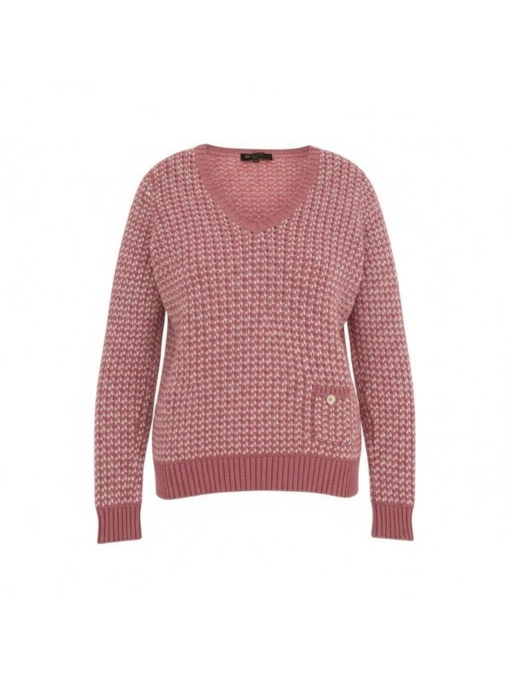 Loro Piana E1 Cashmere Knit Sweater V-neck Pink White 40